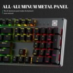 Black Emblem Mechanical Gaming Keyboard with Clicky Blue Switches, RGB Backlit Full Size 104 Key Programmable Wired Keyboard with Aluminum Base for Gaming/Typing/PC/Mac - Image 4