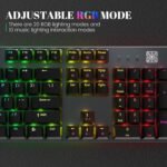 Black Emblem Mechanical Gaming Keyboard with Clicky Blue Switches, RGB Backlit Full Size 104 Key Programmable Wired Keyboard with Aluminum Base for Gaming/Typing/PC/Mac - Image 5