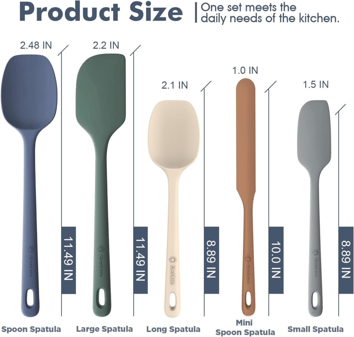 5 Pieces Silicone Spatula Set, Food Grade Rubber Spatula, Upgrade Strong Handle with Ergonomic Grip, Heat Resistant Up to 600°F for Nonstick Cookware, Cooking - Image 3