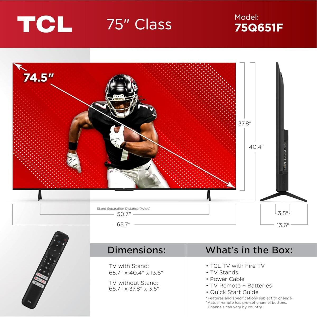 TCL 75-Inch Class Q65 QLED 4K Smart TV with Fire TV (75Q651F, 2024 Model), Dolby Vision, HDR PRO+, Dolby Atmos, Alexa Built-in with Voice Remote, Apple AirPlay 2 Compatibility, Streaming Television - Image 4
