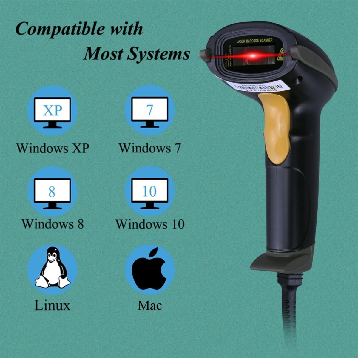 WoneNice USB Laser Barcode Scanner Wired Handheld Bar Code Scanner Reader Black - Image 8