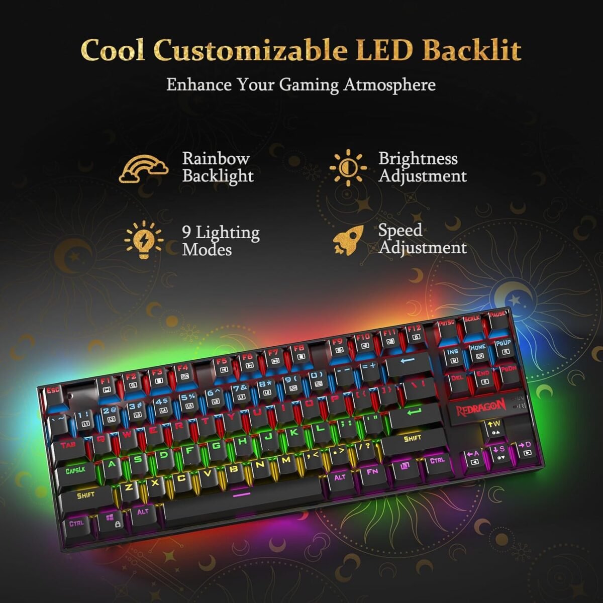 Redragon K552 Mechanical Gaming Keyboard, 87-Key Compact, LED Gaming Keyboard with Red Switches, Anti-Ghosting, Metal Frame for PC Gaming & Typing, Beginner-Friendly (Black) - Image 3