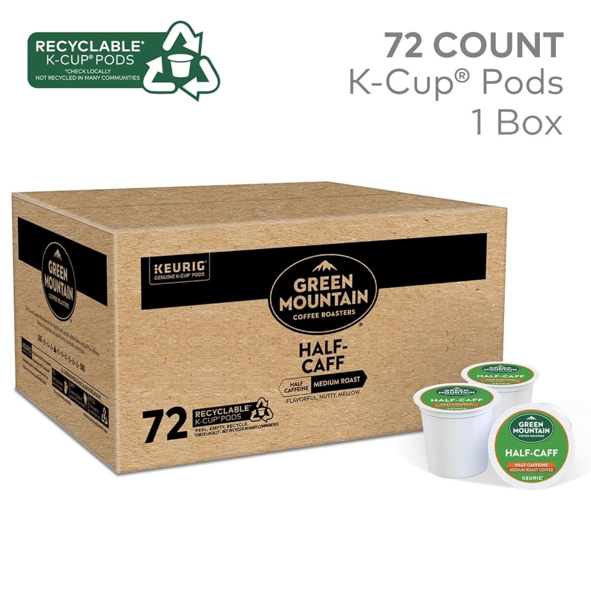 Green Mountain Coffee Roasters Half Caff Keurig Single-Serve K-Cup pods, Medium Roast Coffee, 72 Count - Image 3