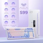 AULA 99 Key Keyboard, Tri-Mode Bluetooth/2.4GHz/USB-C Cute Creamy Gaming Keyboard with Number Pad RGB Backlit, Media Knob Custom Mechanical Feel Computer Keyboards for MAC Xbox PC Gamer - Purple - Image 3