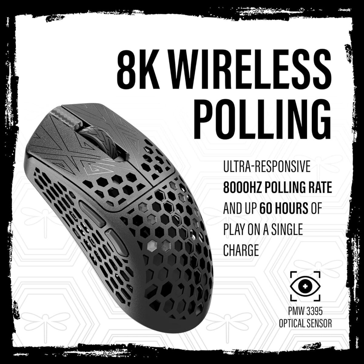 Arbiter Akitsu 8K Carbon Fiber Composite Gaming Mouse - Ultra-Light 38g, Wireless, 26k DPI, USB-C Fast Charging, 60Hr Battery Life, 8k Polling Rate, PIXART 3395 Sensor, LCD Display - Image 4