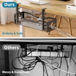 Under Desk Cable Management Tray No Drill, Metal Mesh Cable Management Under Desk with Clamp Mount, 2 Hole Cable Tray with Wire Management and Cord Organizer for Home Office Standing Desk - Image 5