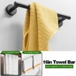 5/10/20pcs Bathroom Hardware Set, Including 16" Hand Towel Bars, Toilet Paper Holders, Towel Rings, Robe Towel Hooks (10pcs 16" Black) - Image 3