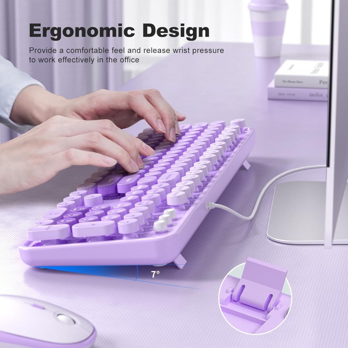Large Print Keyboard, USB Wired Computer Keyboard, Full Size Keyboard with Number Pad for PC Laptop Desktop Windows 7 8 10 11 (Purple Colorful) - Image 5
