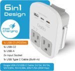 Ceptics Universal Travel Adapter Kit – 2 USA sockets, 2 USB-A (1x QC 3.0) and USB-C cable, Surge Protected, Plugs for EU, UK, China, AU, Japan - Use with Laptop, Phones, Cameras - ETL Tested - Image 3