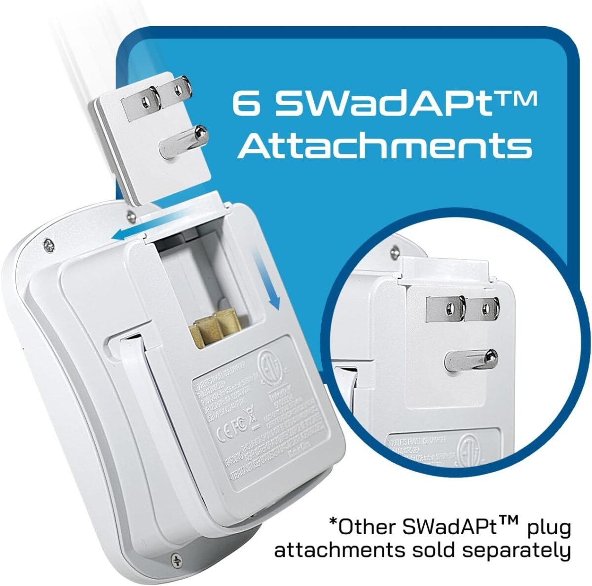 Ceptics Universal Travel Adapter Kit – 2 USA sockets, 2 USB-A (1x QC 3.0) and USB-C cable, Surge Protected, Plugs for EU, UK, China, AU, Japan - Use with Laptop, Phones, Cameras - ETL Tested - Image 8