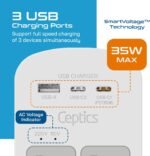 Ceptics Universal Travel Adapter Kit – 2 USA sockets, 2 USB-A (1x QC 3.0) and USB-C cable, Surge Protected, Plugs for EU, UK, China, AU, Japan - Use with Laptop, Phones, Cameras - ETL Tested - Image 9