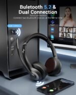 Wireless Headset with AI Noise Cancelling Microphone Bluetooth Headset - Bluetooth V5.2 Headphones with USB Dongle & Mic Mute for Computer/Laptop/PC/iPhone/Android/Cell Phones/Zoom - Image 3