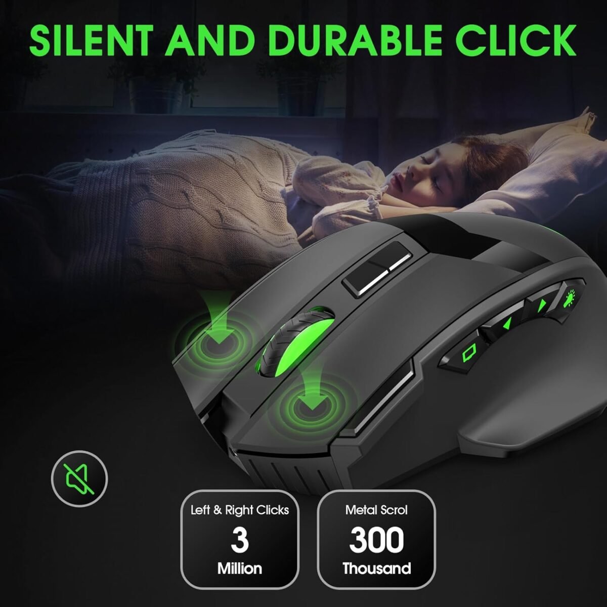 Wireless Gaming Mouse, 10 Buttons, 19K DPI Adjustable, Bluetooth 2.4GHz Dual Mode, Lightweight Design with RGB Breathing Light - Quiet Click for Gaming & Office, Multi-Platform Compatible - Image 5