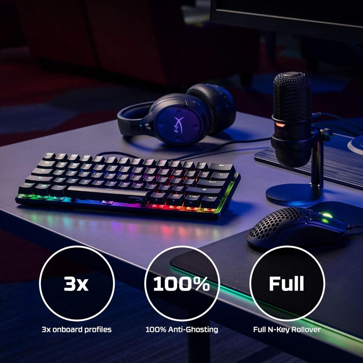 HyperX Alloy Origins 60 - Mechanical Gaming Keyboard, Ultra Compact 60% Form Factor, Double Shot PBT Keycaps, RGB LED Backlit, NGENUITY Software Compatible - Linear HyperX Red Switch,Black - Image 7