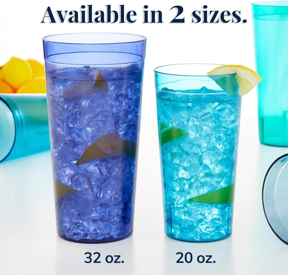 US Acrylic Cafe Plastic Reusable Tumblers (Set of 16) 20-ounce Water Cups Coastal Colors | Restaurant Style Drinking Glasses Value Set, Stackable, BPA-free, Made in the USA | Top-rack Dishwasher Safe - Image 4