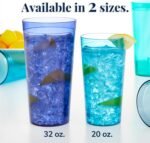US Acrylic Cafe Plastic Reusable Tumblers (Set of 16) 20-ounce Water Cups Coastal Colors | Restaurant Style Drinking Glasses Value Set, Stackable, BPA-free, Made in the USA | Top-rack Dishwasher Safe - Image 4