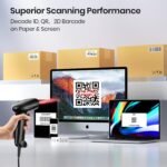 Barcode Scanner with Stand, USB Wired Inventory 2D 1D QR Code Scanner for Computer POS MAC with Automatic Screen Scanning, Handheld CMOS Image Bar Code Reader for Warehouse Library Supermarket - Image 4