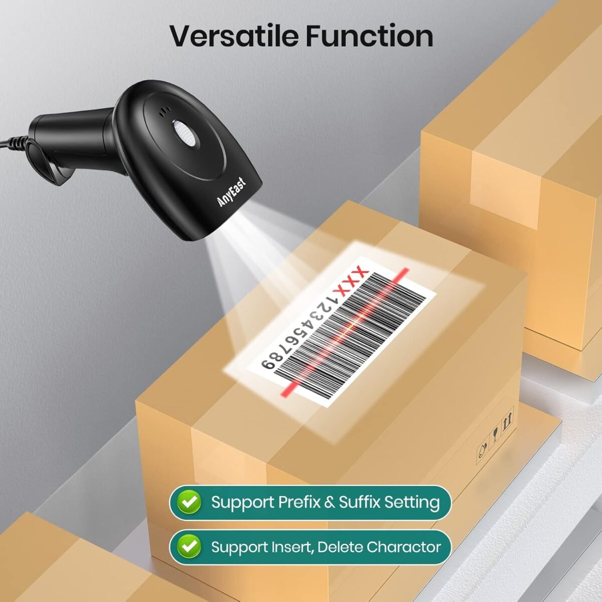 Barcode Scanner with Stand, USB Wired Inventory 2D 1D QR Code Scanner for Computer POS MAC with Automatic Screen Scanning, Handheld CMOS Image Bar Code Reader for Warehouse Library Supermarket - Image 8
