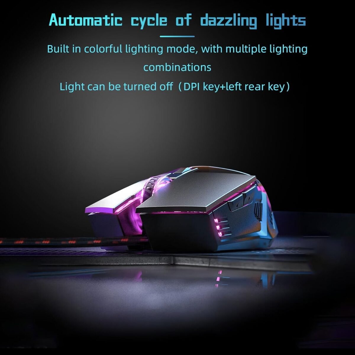 ONE-UP Wired Gaming Mouse - Silent Design, Three DPI Levels, RGB Backlighting, 6 Buttons, Ergonomic Design, for Windows/Mac/Laptops, Black - Image 3