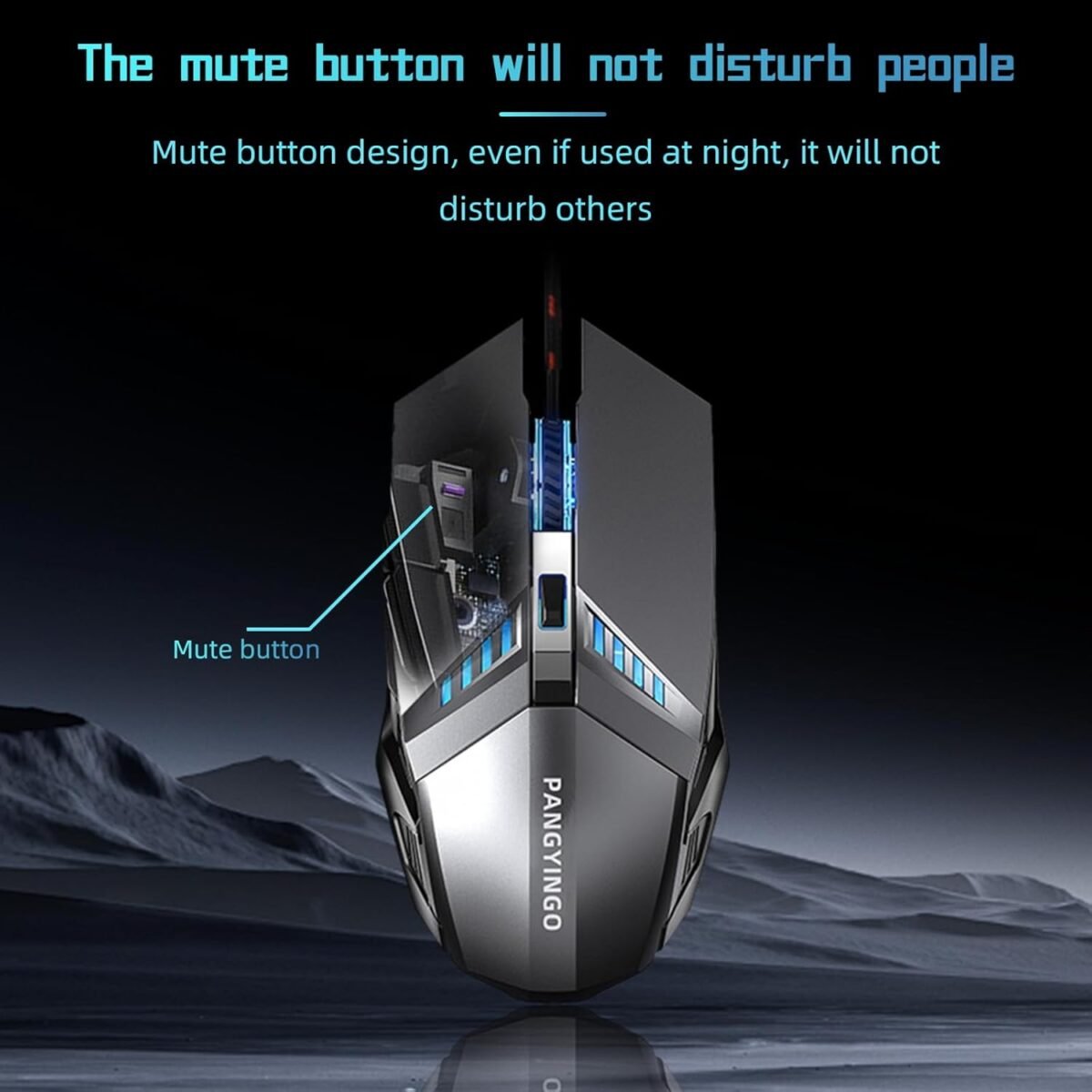 ONE-UP Wired Gaming Mouse - Silent Design, Three DPI Levels, RGB Backlighting, 6 Buttons, Ergonomic Design, for Windows/Mac/Laptops, Black - Image 6