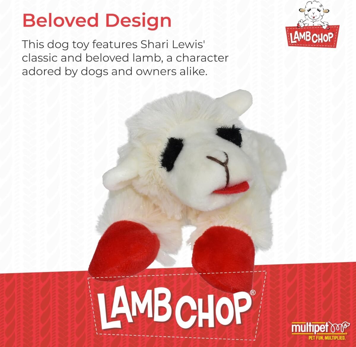 Multipet Lamb Chop Dog Plush Toy - Squeaky Toy for All Dogs - Extra Soft Plush - Stuffed Animal Dog Toy for Cuddling & Playing - Cute Pet Toy (6", Cream) - Image 3