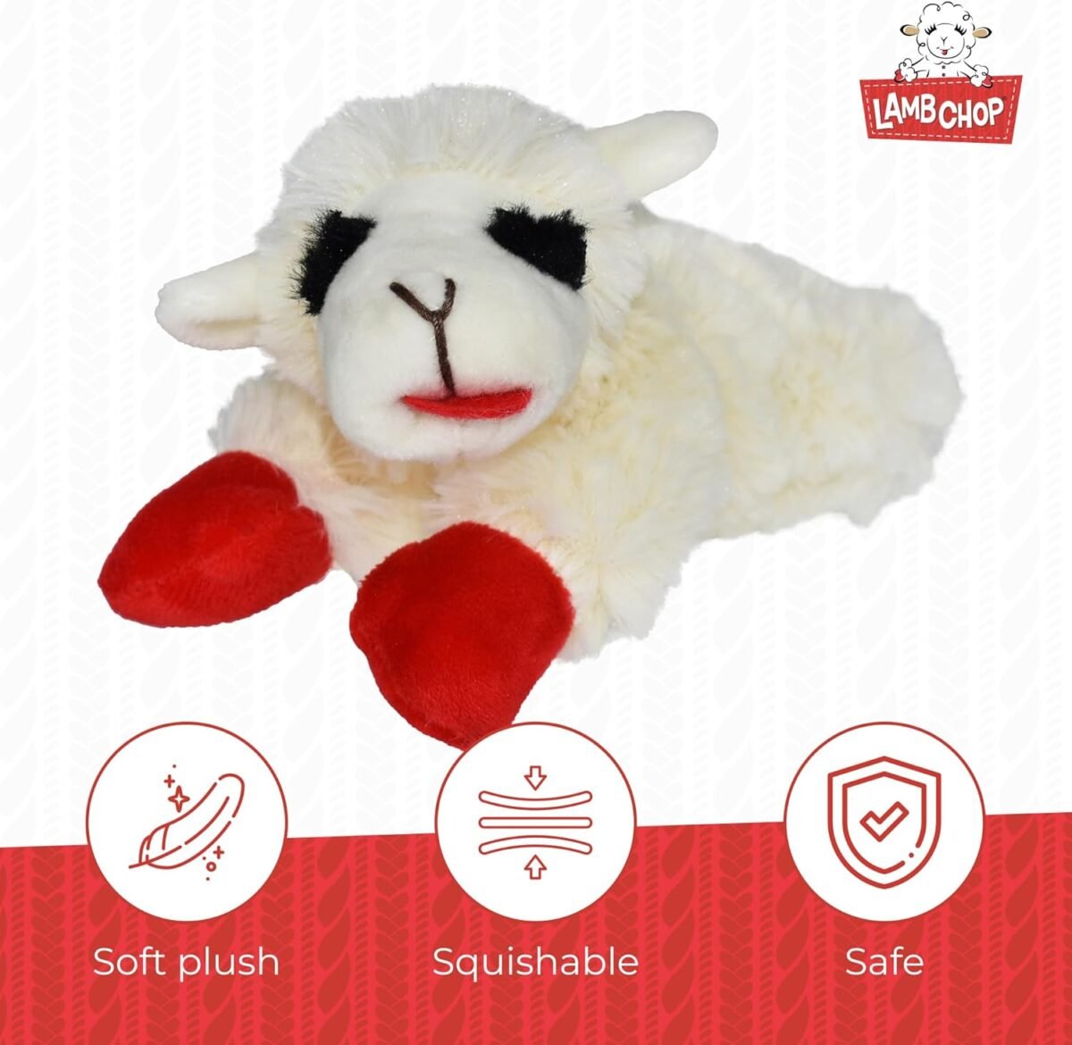 Multipet Lamb Chop Dog Plush Toy - Squeaky Toy for All Dogs - Extra Soft Plush - Stuffed Animal Dog Toy for Cuddling & Playing - Cute Pet Toy (6", Cream) - Image 4