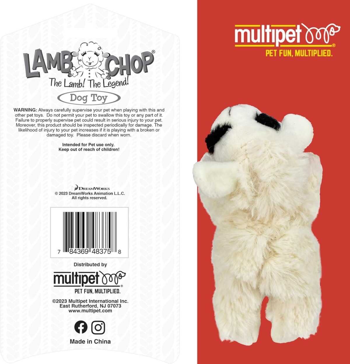 Multipet Lamb Chop Dog Plush Toy - Squeaky Toy for All Dogs - Extra Soft Plush - Stuffed Animal Dog Toy for Cuddling & Playing - Cute Pet Toy (6", Cream) - Image 7