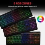 HyperX Alloy Core RGB – Membrane Gaming Keyboard, Comfortable Quiet Silent Keys with RGB LED Lighting Effects, Spill Resistant, Dedicated Media Keys, Compatible with Windows 10/8.1/8/7 – Black - Image 4