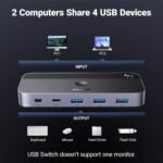 UGREEN USB Switch A & C Input for Computers - Share 4 Ports, Switcher Selector for PC, Laptop, Keyboard, Mouse, Webcam, Microphone - Adapter With 2 USB-C Data Cables and Remote - Image 3