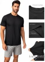 5 Pack Mens Short Sleeve Quick Dry Active Athletic T Shirt Running Gym Workout Tee Tops - Image 3