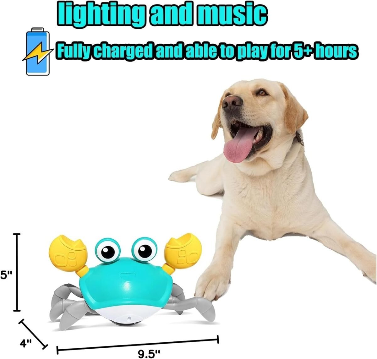 HONGID Crawling Crab Dog Toys,Escaping Crab Dog Toy with Obstacle Avoidance Sensor,Interactive Dog Toys with Music Sounds & Lights for Dogs Cats Pets,Christmas Toy Gifts for Puppy/Small/Medium Dogs - Image 8
