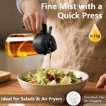 Olive Oil Sprayer for Cooking, 470ml 2 In 1 Glass Oil Dispenser/Pour Bottle, Kitchen Accessories, Kitchen Gadgets for Air Fryer, Salad, BBQ (Black) - Image 4