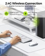 Wireless Keyboard and Mouse Combo - Full Size Slim Thin Wireless Keyboard Mouse with Numeric Keypad 2.4G Stable Connection Adjustable DPI (White & Silver) - Image 3