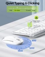 Wireless Keyboard and Mouse Combo - Full Size Slim Thin Wireless Keyboard Mouse with Numeric Keypad 2.4G Stable Connection Adjustable DPI (White & Silver) - Image 4