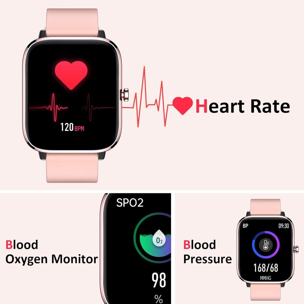 Smartwatch for Women - Call, Fitness Tracker, Heart Rate & Sleep Monitor, 1.69" Touch Screen, Waterproof - For Android & iPhone, Pink - Image 4