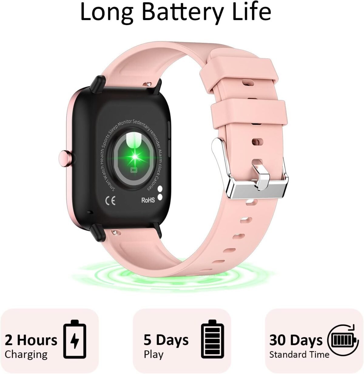 Smartwatch for Women - Call, Fitness Tracker, Heart Rate & Sleep Monitor, 1.69" Touch Screen, Waterproof - For Android & iPhone, Pink - Image 8