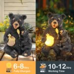 GIGALUMI Solar Garden Statues Loving Bear Figurine Lights for Outside, Yard Decorations Outdoor, Garden Decor Unique Birthday Housewarming Gifts for Mom, Women, Black - Image 6