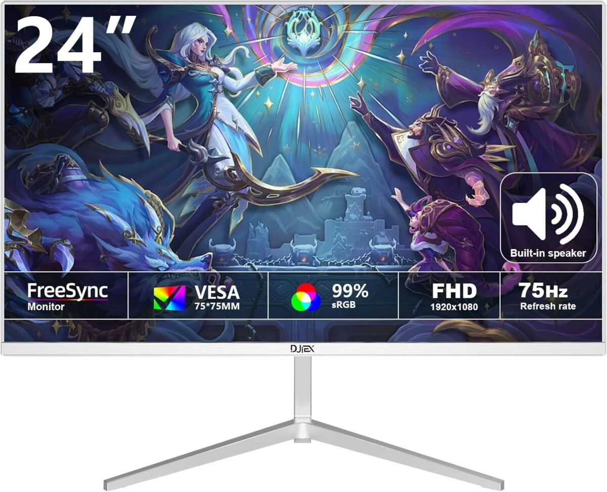 24 inch Gaming Computer Monitor FHD 1920x1080p 75Hz Refresh Rate 16:9 Aspect Ratio Ergonomic Tilt Sync Visual Experience for Work & Play Home Office Support Wall Mount Install（75 * 75mm） - Image 2