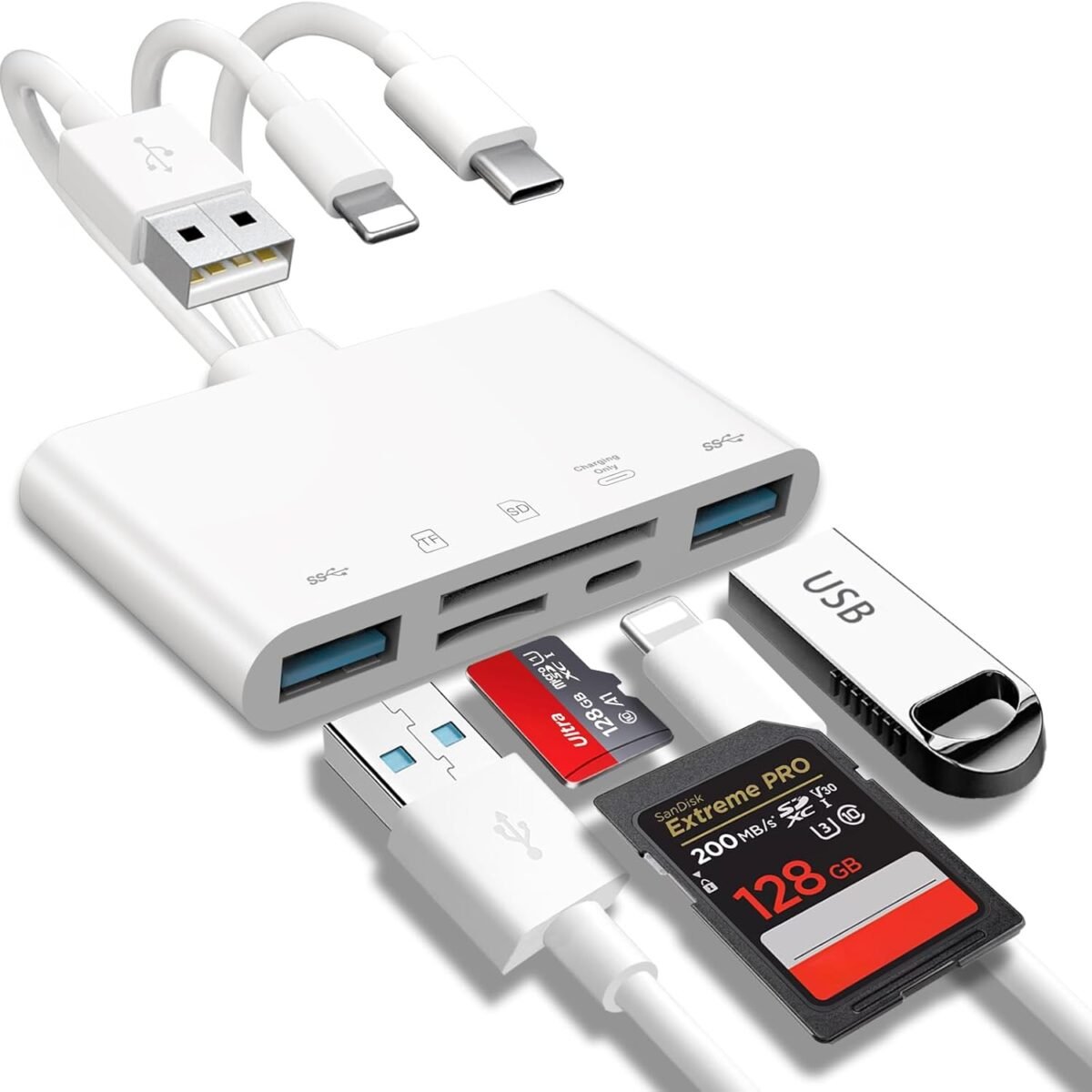 5-in-1 Memory Card Reader, USB OTG Adapter & SD Card Reader for i-Phone/i-Pad, USB C and USB A Devices with Micro SD & SD Card Slots, Supports SD/Micro SD/SDHC/SDXC/MMC - Image 2