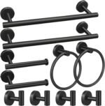 5/10/20pcs Bathroom Hardware Set, Including 16" Hand Towel Bars, Toilet Paper Holders, Towel Rings, Robe Towel Hooks (10pcs 16" Black) - Image 2