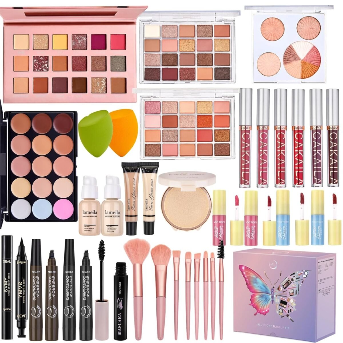 All in One Makeup Kit, Make Up Gift Set for Women, Makeup Kit for Women Full Kit, Includes Foundation Face Primer Eyeshadow Concealer Liquid Blush Lipgloss Eyeliner Mascara Cosmetic Brushes Set - Image 2