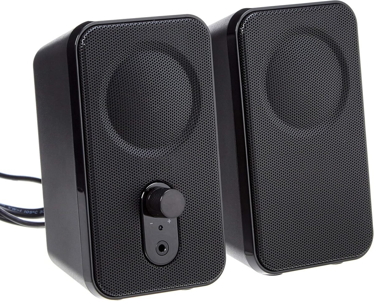 Amazon Basics Computer Speakers for Desktop or Laptop PC, AC-Powered (US Version), Black - Image 2
