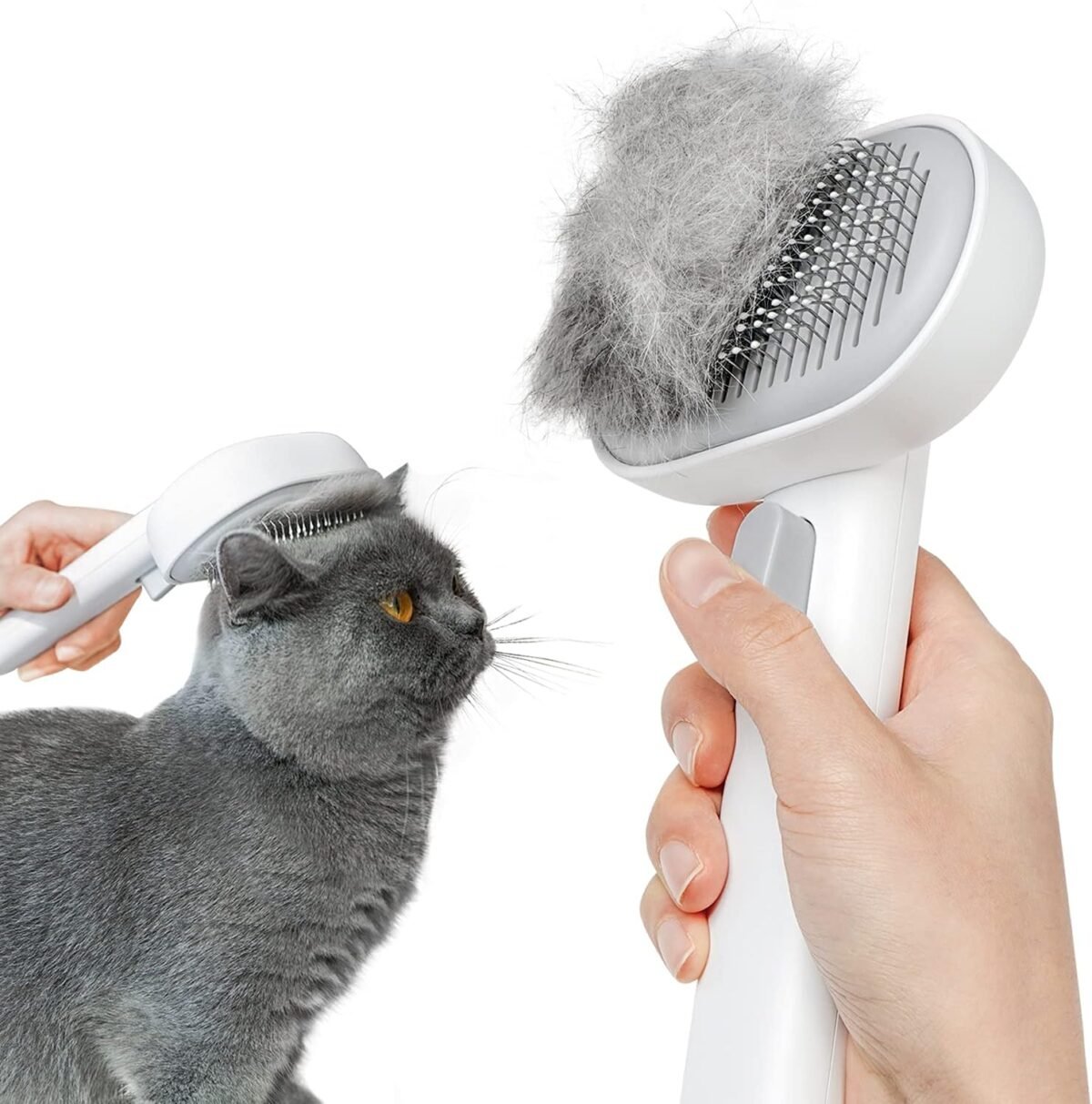Aumuca Cat Brush for Shedding, Cat Brushes for Indoor Cats, Cat Brush for Long or Short Haired Cats, Cat Hair Brush Cat Grooming Deshedding Brush for Dog Kitten Horse Massage Removes Loose Fur, White - Image 2