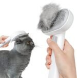 Aumuca Cat Brush for Shedding, Cat Brushes for Indoor Cats, Cat Brush for Long or Short Haired Cats, Cat Hair Brush Cat Grooming Deshedding Brush for Dog Kitten Horse Massage Removes Loose Fur, White - Image 2