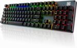 Black Emblem Mechanical Gaming Keyboard with Clicky Blue Switches, RGB Backlit Full Size 104 Key Programmable Wired Keyboard with Aluminum Base for Gaming/Typing/PC/Mac - Image 2