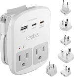 Ceptics Universal Travel Adapter Kit – 2 USA sockets, 2 USB-A (1x QC 3.0) and USB-C cable, Surge Protected, Plugs for EU, UK, China, AU, Japan - Use with Laptop, Phones, Cameras - ETL Tested - Image 2