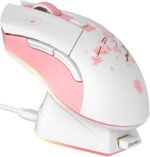 DAREU Sakura Pink Wireless Gaming Mouse with Charging Dock Rechargeable RGB,12K DPI,7 Programmable Buttons High-Precision Sensor [300IPS] [1000Hz] for PC Notebook Mac - Image 2