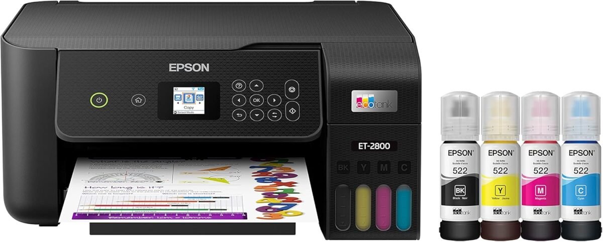 Epson EcoTank ET-2800 Wireless Color All-in-One Cartridge-Free Supertank Printer with Scan and Copy â€“ The Ideal Basic Home Printer - Black, Medium - Image 2