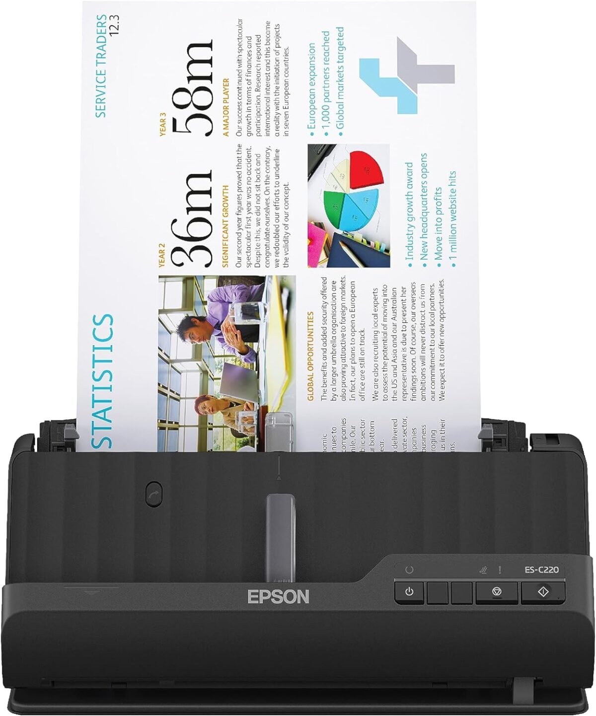 Epson Workforce ES-C220 Compact Desktop Document Scanner with 2-Sided Scanning and Auto Document Feeder (ADF) for PC and Mac - Image 2