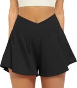 FireSwan Crossover Athletic Shorts for Women 2 in 1 Flowy Running Shorts with Pockets Spandex Butterfly Workout Tennis Skorts - Image 2